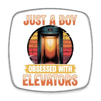 Elevator toddler & kids - Square fridge magnet - white - Front