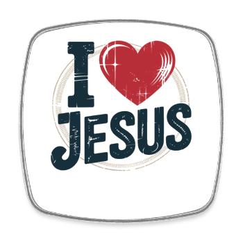 Herz Jesus Kreuz Design - Viereckiger Kühlschrankmagnet - Weiß - Vorne