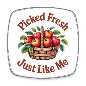 Humor Woman Apple Picking - Square fridge magnet - white - Front