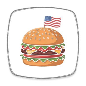 Cheeseburger Patriotic Independence Day 4th of - Square fridge magnet - white - Front