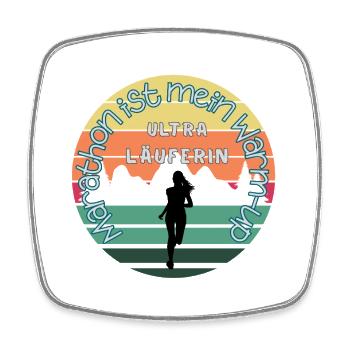 Ultra runner - marathon is my warm up - Square fridge magnet - white - Front