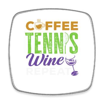 Tennis Coffee Wine Replay Tennis Player - Square fridge magnet - white - Front