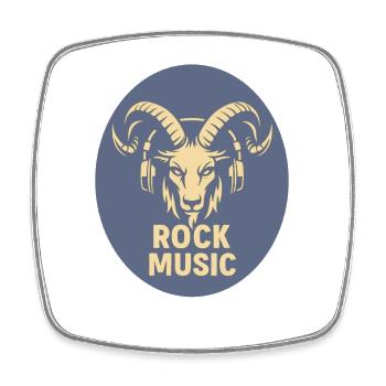 Steinbock mit Kopfhörern - Viereckiger Kühlschrankmagnet - Weiß - Vorne