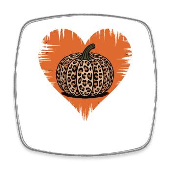 Leopardmuster Kürbis Herz Design - Viereckiger Kühlschrankmagnet - Weiß - Vorne