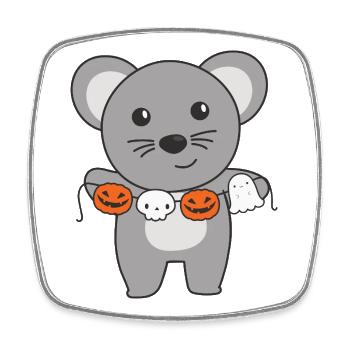 Maus Happy Halloween Kürbis Geist Kostüm - Viereckiger Kühlschrankmagnet - Weiß - Vorne