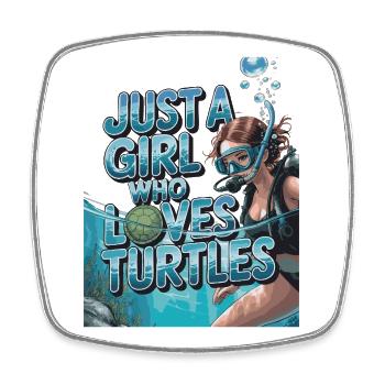 Just a girl who loves turtles - Square fridge magnet - white - Front