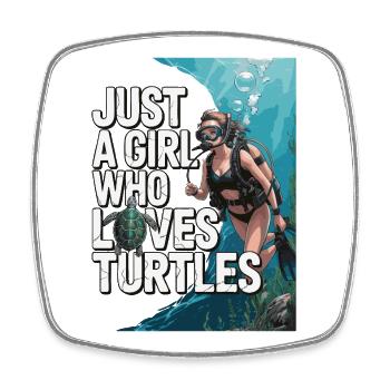 Just a girl who loves turtles - Square fridge magnet - white - Front