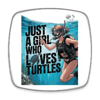 Just a girl who loves turtles - Square fridge magnet - white - Front