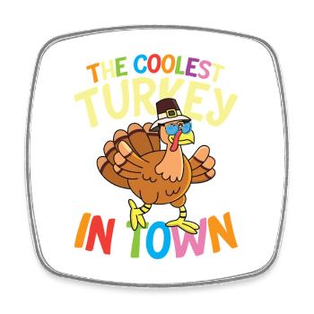 The coolest turkey in town - Viereckiger Kühlschrankmagnet - Weiß - Vorne