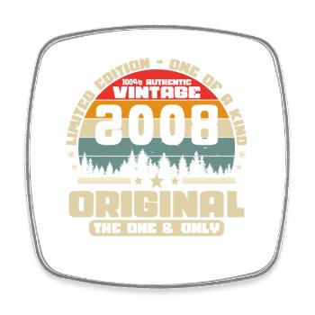2008 Vintage Retro Birthday Gift - Square fridge magnet - white - Front