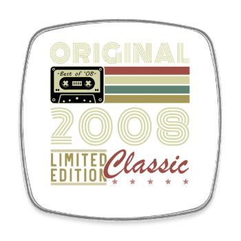 2008 Vintage Retro Birthday Gift - Square fridge magnet - white - Front
