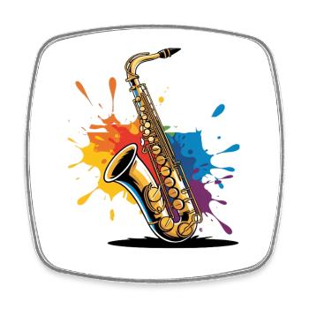 Expressionistische Saxophon Kunstdruck - Viereckiger Kühlschrankmagnet - Weiß - Vorne