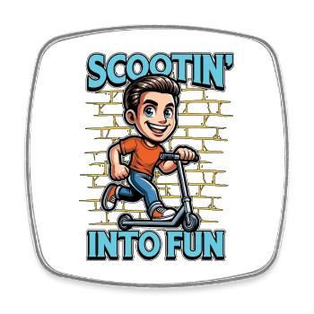 Scooter Scootin' Into Fun Scootering Motorcycle - Square fridge magnet - white - Front