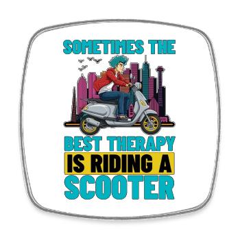 Scooter Sometimes The Best Therapy Is Scootering - Square fridge magnet - white - Front