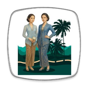 Orientalische Schönheit der Sundanesischen Kebaya, Indonesien - Viereckiger Kühlschrankmagnet - Weiß - Vorne