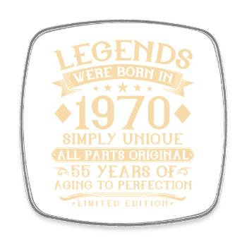 55e anniversaire né en 1970 - 55 ans - Magnet carré - blanc - Devant