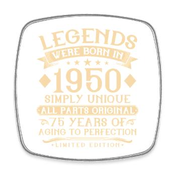 75e anniversaire né en 1950 - 75 ans - Magnet carré - blanc - Devant