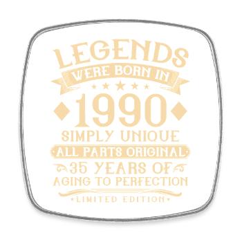 35th birthday born in 1990 - 35 years - Square fridge magnet - white - Front
