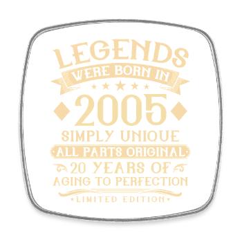 20th birthday born in 2005 - 20 years - Square fridge magnet - white - Front