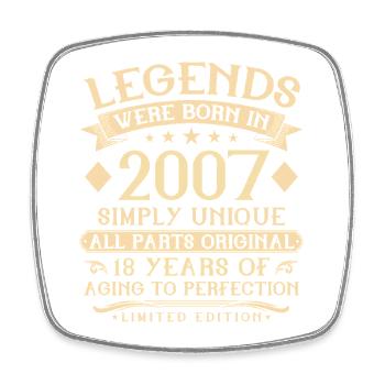 18e anniversaire né en 2007 - 18 ans - Magnet carré - blanc - Devant