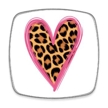 Leopard Pattern Heart Design - Square fridge magnet - white - Front