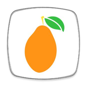 Minimalist and Colorful Pear Mango - Square fridge magnet - white - Front