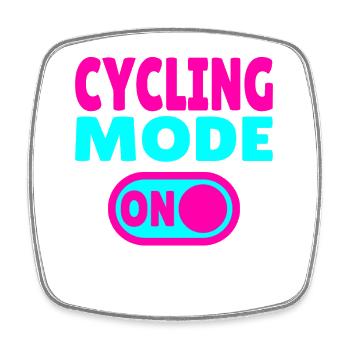 Cycling Mode ON Radsport - Viereckiger Kühlschrankmagnet - Weiß - Vorne