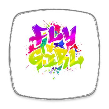 Fly Girl Old School Hip Hop Tribute 80er 90er Jahre Stil - Viereckiger Kühlschrankmagnet - Weiß - Vorne