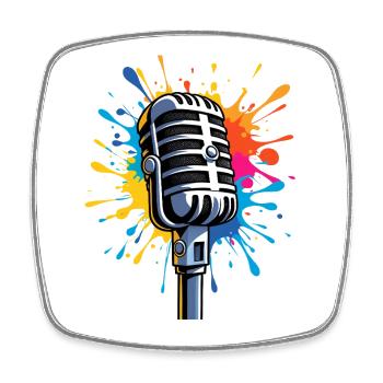 Impression artistique de microphone avec explosion de couleurs - Magnet carré - blanc - Devant