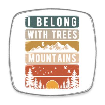 Cadeau de randonnée rétro avec silhouette de montagnes et de nature - Magnet carré - blanc - Devant