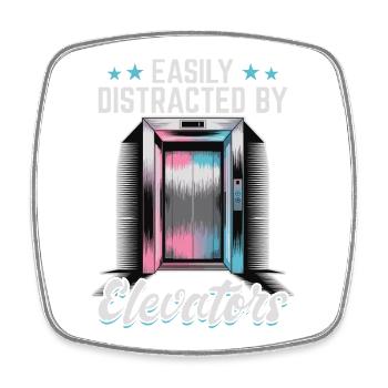 Elevator toddler & kids - Square fridge magnet - white - Front