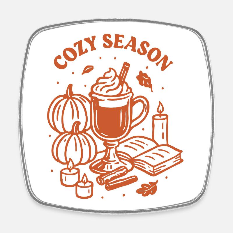 Cozy Season Orange - Square fridge magnet - white