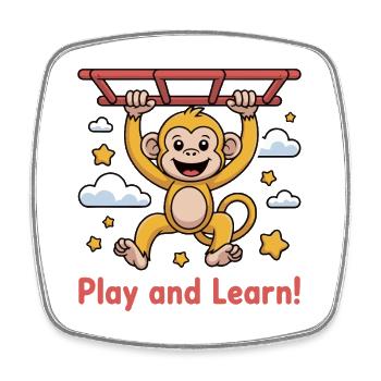 Conception d'une aire de jeux pour singes joyeux - Magnet carré - blanc - Devant