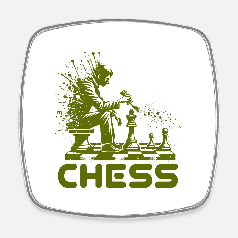 Chess Player Silhouette with Color Explosion - Square fridge magnet - white