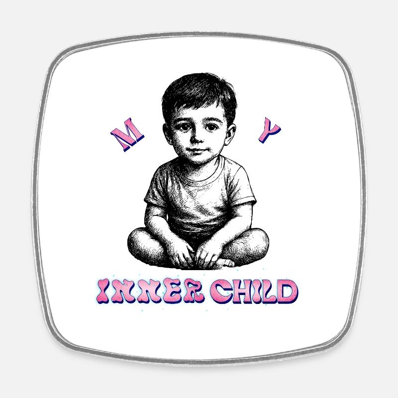 Cuddly toy children's design with UV varnish effect - Square fridge magnet - white
