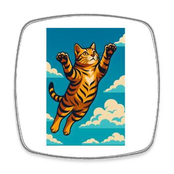 Illustration d'un tigre volant audacieux, j'adore les chats - Magnet carré - blanc - Devant