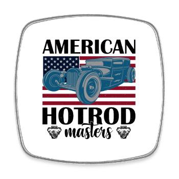Vintage American Car with Flag Background - Square fridge magnet - white - Front