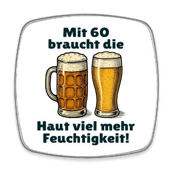 Männer 60. Geburtstag Bier Spruch - Viereckiger Kühlschrankmagnet - Weiß - Vorne