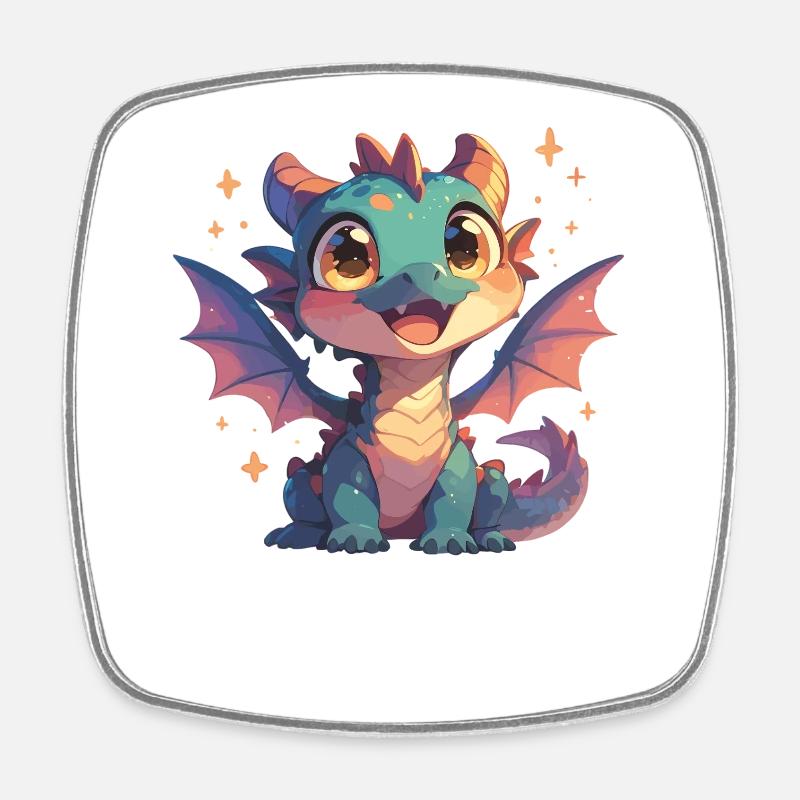 Drachen Drache - Viereckiger Kühlschrankmagnet - Weiß