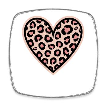Motif coeur léopard - Magnet carré - blanc - Devant