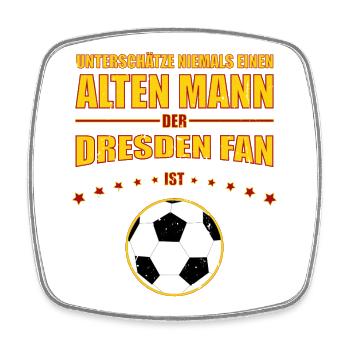 Alter Mann - Dresden Fußball Fan | Retro Vintage - Viereckiger Kühlschrankmagnet - Weiß - Vorne