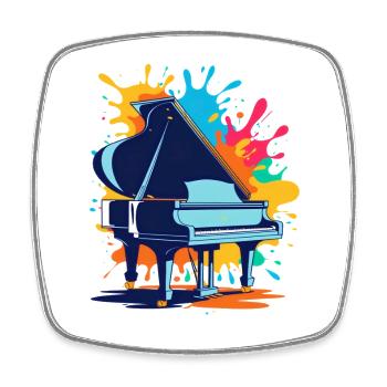 Impression d'art de piano coloré - Magnet carré - blanc - Devant