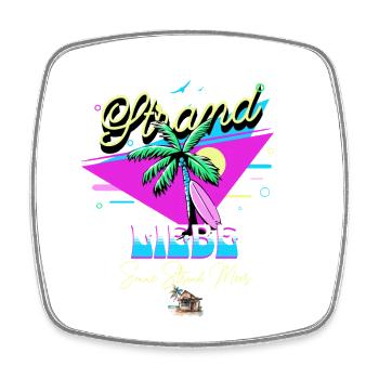 Tropical Love Saying with Palm Tree - Square fridge magnet - white - Front