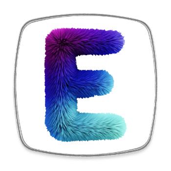 Letter E fur effect | Gradient purple blue - Square fridge magnet - white - Front