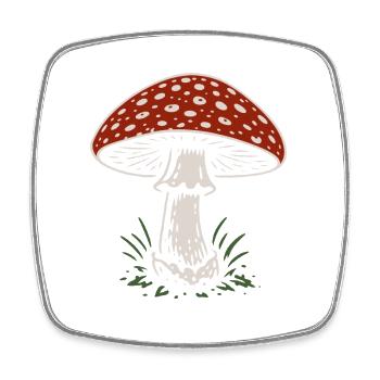 Fly agaric - mushrooms - saying - Square fridge magnet - white - Front