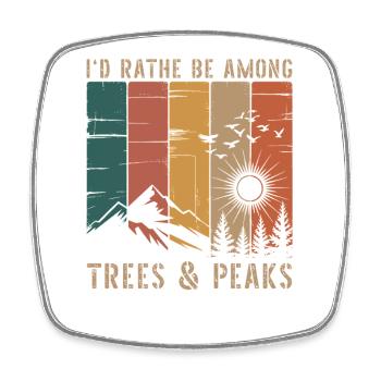 Retro Natur Berge Silhouette Spruch Wandern - Viereckiger Kühlschrankmagnet - Weiß - Vorne