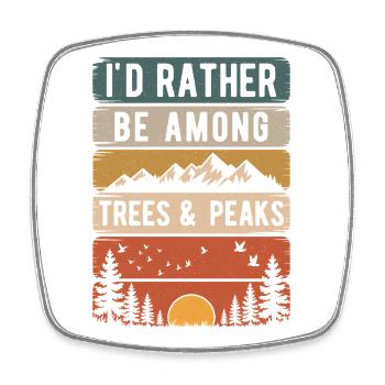 Retro Natur Berge Silhouette Spruch Wandern - Viereckiger Kühlschrankmagnet - Weiß - Vorne