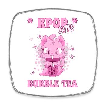 K-Pop Kätzchen mit Bubble Tea Südkorea Seoul - Viereckiger Kühlschrankmagnet - Weiß - Vorne