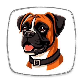 Portrait de chien boxeur expressif - Magnet carré - blanc - Devant