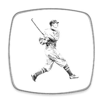 Base-ball - Magnet carré - blanc - Devant
